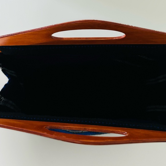 Made in Mexico Hand made Woven bag with Wood handle - New - Picture 8 of 10